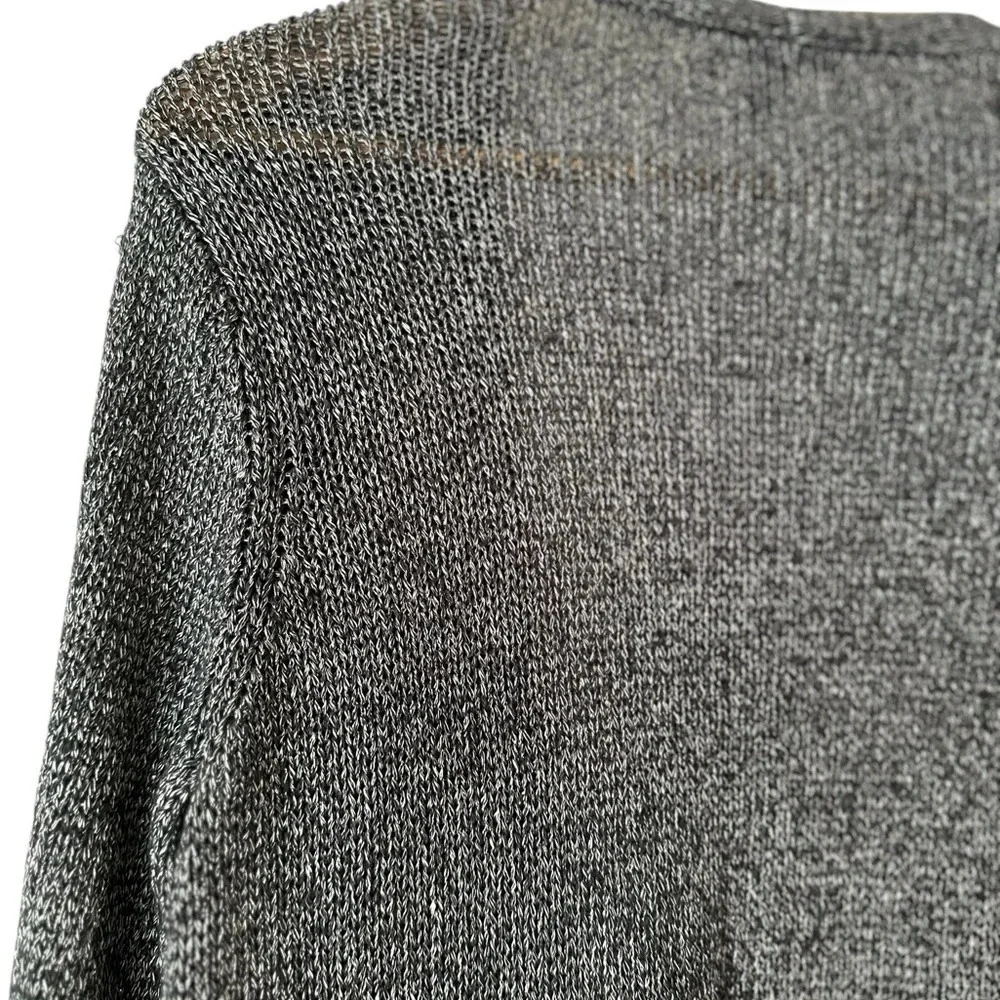 EILEEN FISHER Platinum Gray Linen Blend Shimmer Long Cardigan
